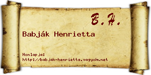 Babják Henrietta névjegykártya