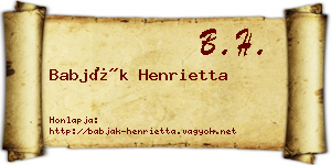 Babják Henrietta névjegykártya